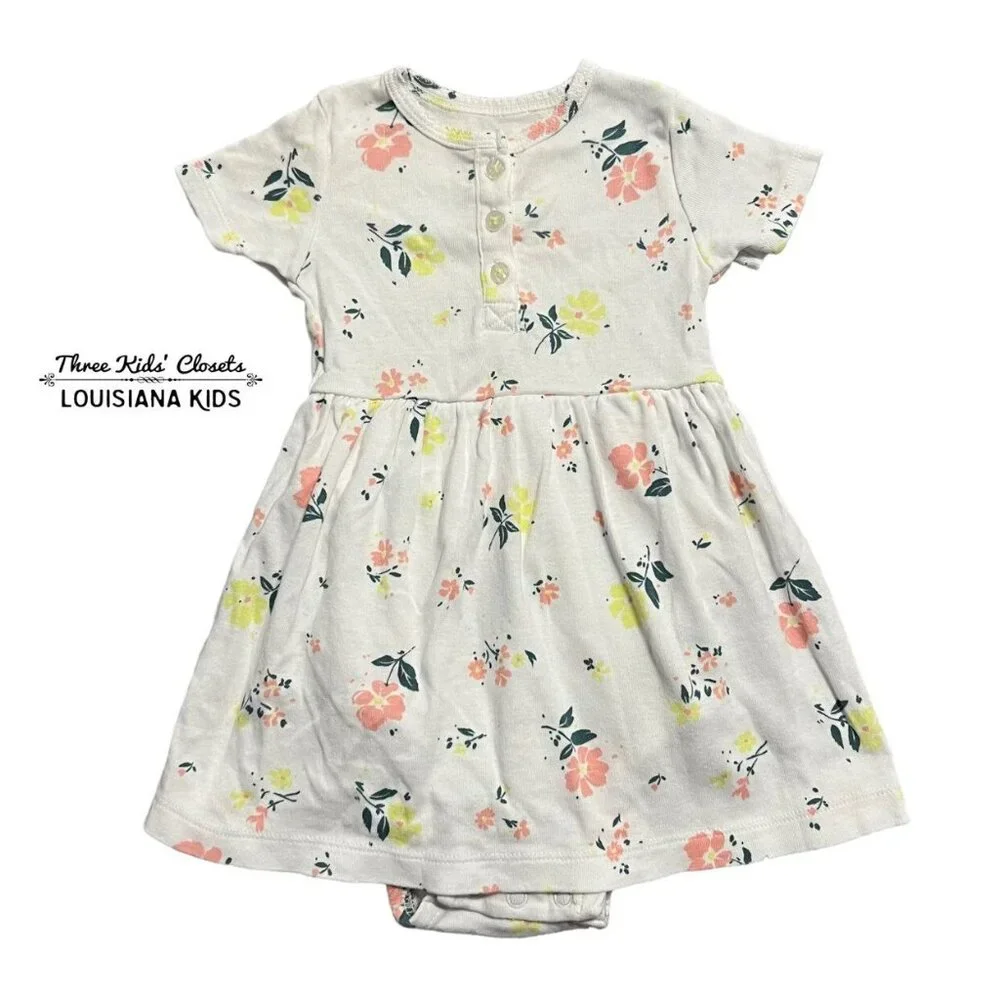 Carter's 12m White Floral Bodysuit Dress